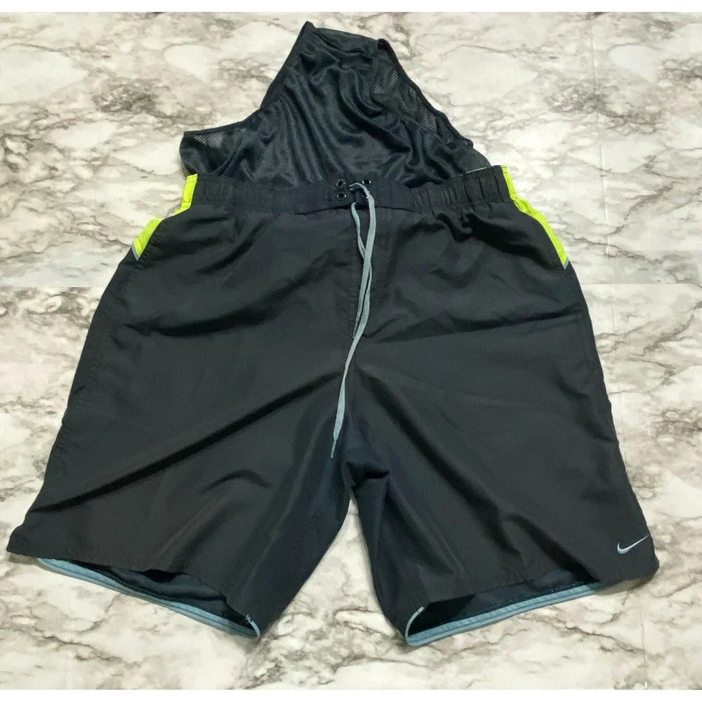 Nike Better World Men's Board Shorts Swim Trunks Size L Black Neon Lined Pockets